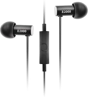 E2000C in Ear Isolating Earphones with Smartphone Controls and Microphone - Black Aluminium