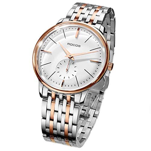 Automatic Watch for Men Wrist Watches Waterproof Analog Watch with Stainless Steel and White Dial Luxury Classic Elegant #R0140