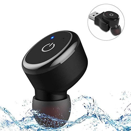 IPX8 Waterproof Bluetooth Earbud, Single Mini Wireless Headphone with 6 Hour Playtime Car Headset with Mic for iPhone and Android Smart Phones (One pcs)