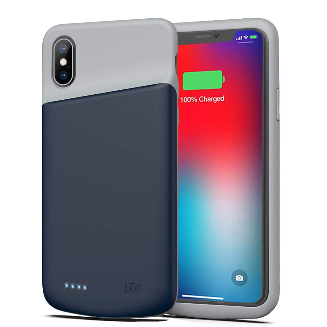 Battery Case for iPhone Xs Max, 6500mAh Portable Charging Case for iPhone Xs Max Rechargeable External Battery Pack Extended Battery Protective Charger Case(6.5 inch)-Blue