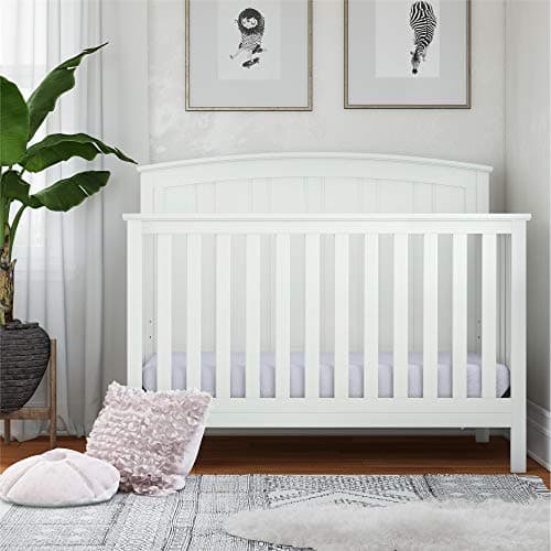 Baby Relax Colton 5 in 1 Convertible Wood Crib with Toddler Bed Conversion, White