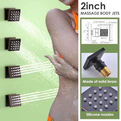 ENGA Bathroom Massage Body Spray Shower System 12-inch Rainfall Showerhead with Handheld Shower (Oil Rubbed Bronze)