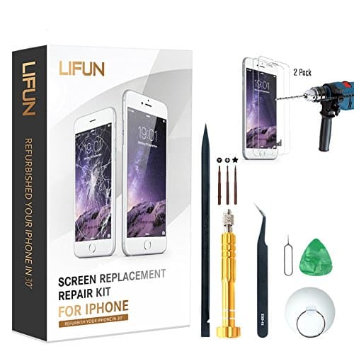 Screen Replacement for iPhone 7 Plus in White, Including All Tools, Instruction, 2 Screen Protectors, Repair Kit With Digitizer LCD Touch Screen Frame Assembly (White, iPhone 7 Plus, 5.5'')