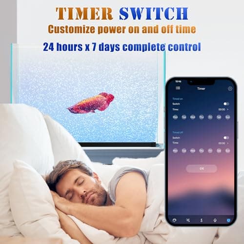 Smart App-Controlled LED Aquarium Light with 16 Million Colors, 12 Dynamic Effects, Fish Tank Light with Nano Air Bubble for Aquarium Bubbler Decorations, Submersible Fish Tank Accessories - 11.2''