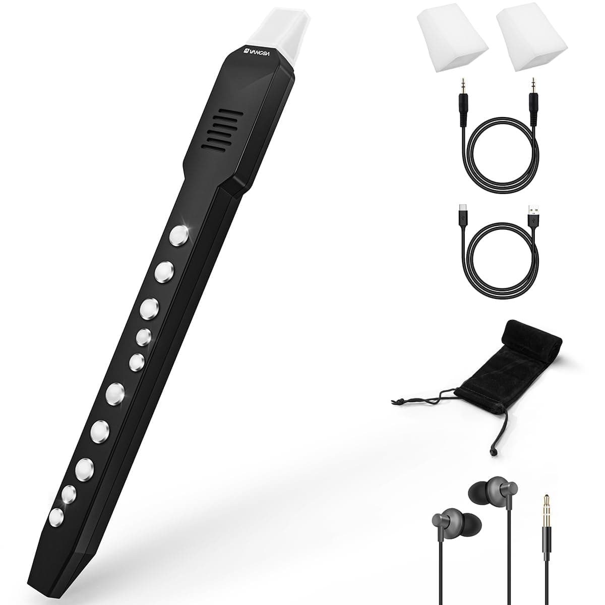 EWI-100 Portable Mini Digital Electronic Wind Instrument Synthesizer Rechargeable with Removable Mouthpiece for Kids Adults Beginners