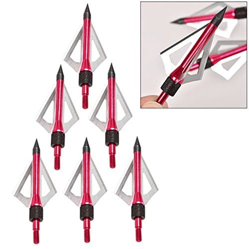 Sinuote 6 pcs Broadheads Arrow Heads Fixed 3 Blade for Hunting Arrows
