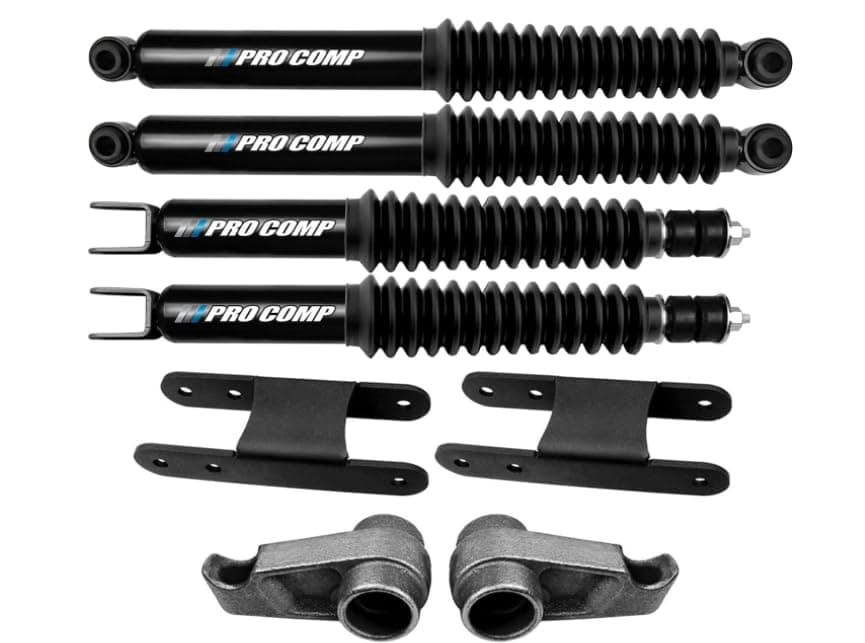 Wulf 1" to 3" Front 2" to 3" Rear Adjustable Leveling Lift Kit 2006 to 2010 compatible with model Hummer H3 4X4 Pro Comp brand Shocks included