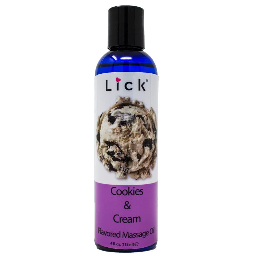 Cookies and Cream Flavored Massage Oil with Vitamin E, Edible Body Massage Oil for Women and Men with Sweet Almond Oil, Relaxing and Non Sticky Full Body Massages 4 oz