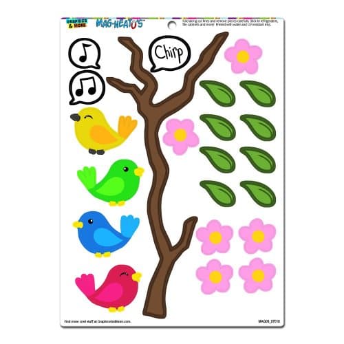 Birds on a Branch Novelty Gift Locker Refrigerator Locker Vinyl Magnet Set