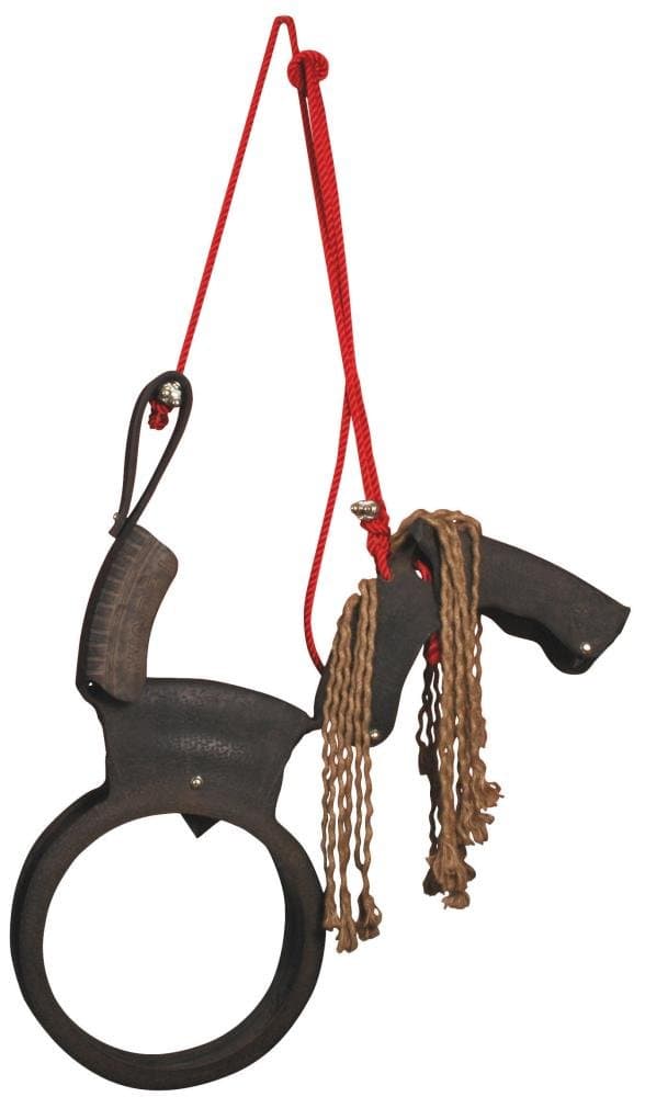 Esschert Design Tire Swing Horse with Rope Mane, Red