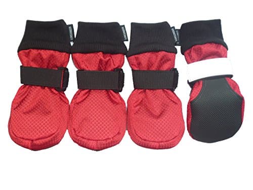 LONSUNEERWinter Paw Protector Dog Boots Waterproof Soft Sole and Nonslip Set of 4 Color Red Size Large