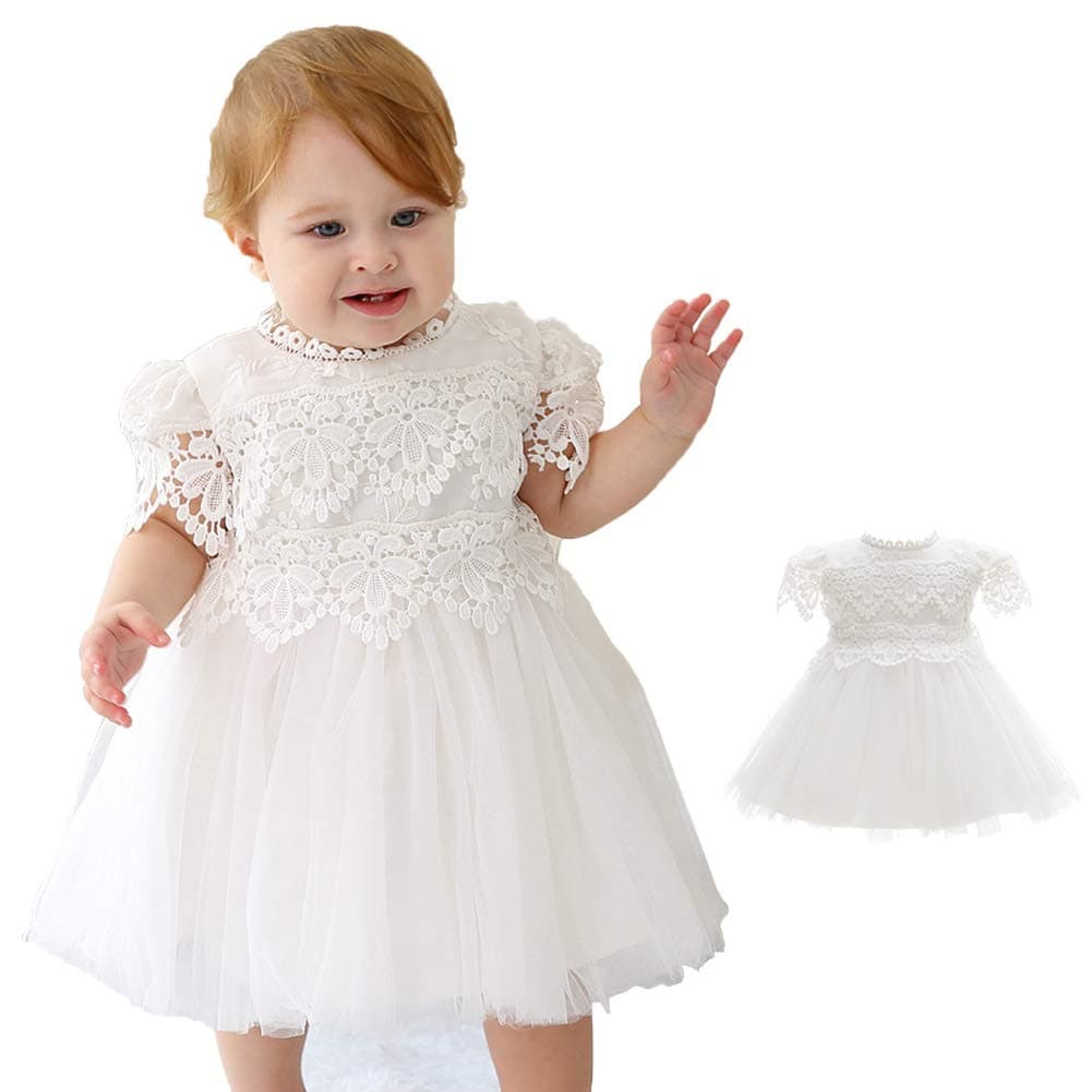 Meiqiduo Baby Girl Dress Christening Baptism Gowns Flower Girl Formal Dresses