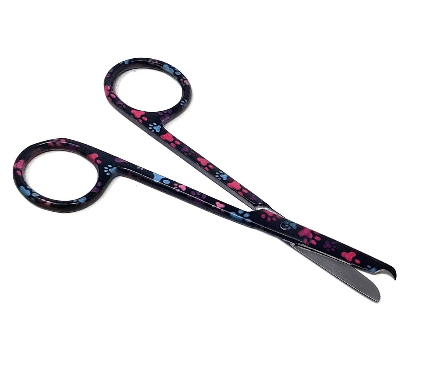 Suture Stitch Scissors 4.5" Hook Shaped Tip, Reusable Premum Quality Stainless Steel (Black Multi Paws)