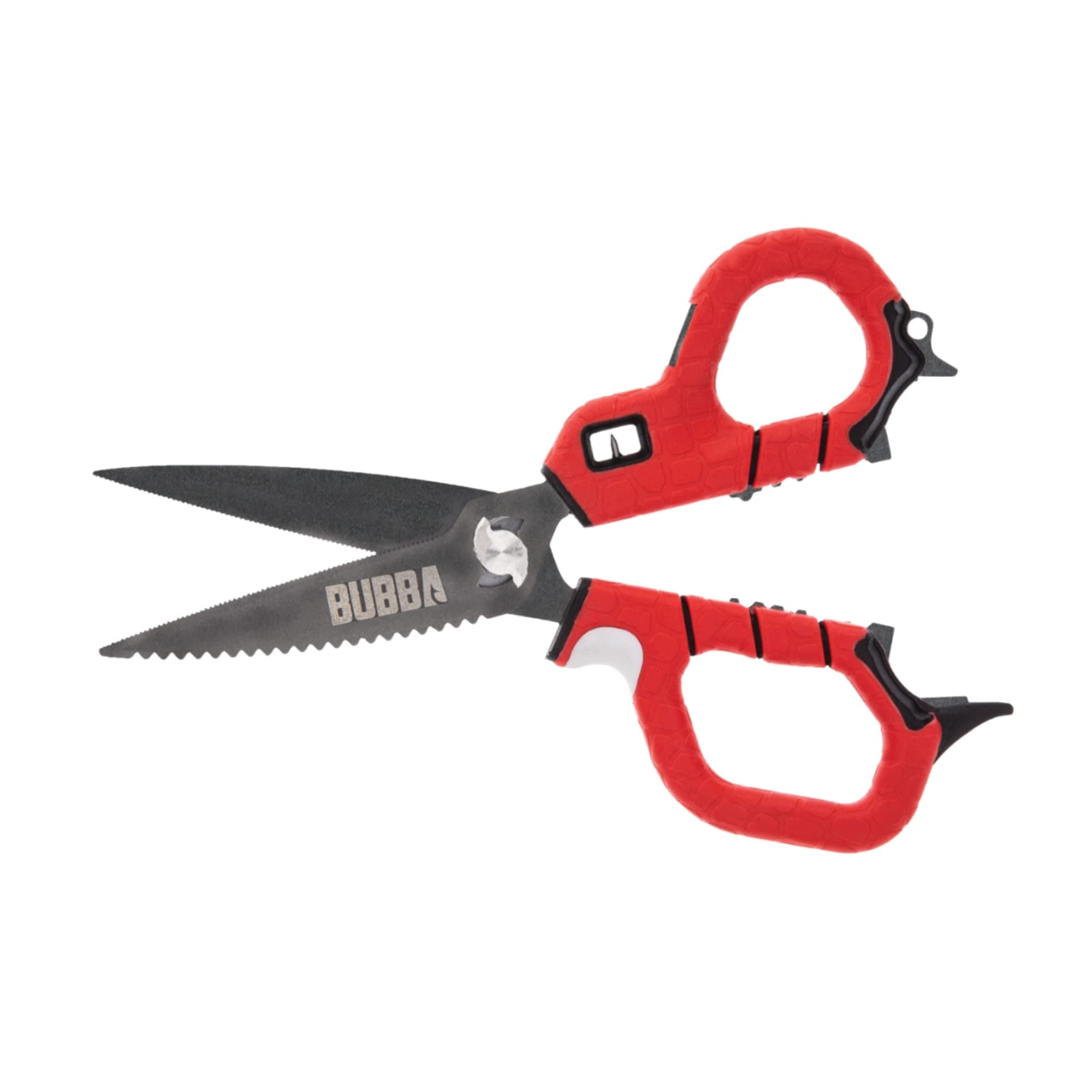 Medium Shears Fishing Multi Tool - With Micro-Serrated Blades, Hook Eye Cleaner, Hook Sharpener, & Descaler