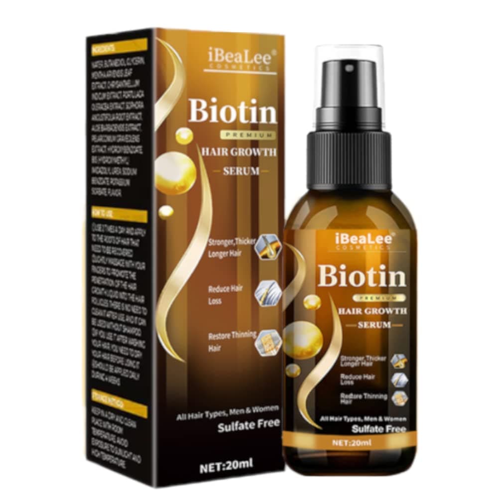 Re'Awaken Hair&Beard Serum Spray, iBeaLee Biotin Hair Growth Booster Serum, iBeaLee Hair Regrowth Spray, iBeaLee Biotin Hair Growth Serum, Reduce Hair Loss, Restore Thinning Hair, 20ml (1PCS)