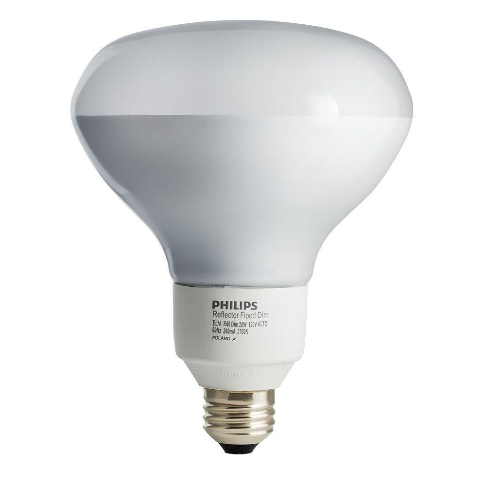 Philips Compact Fluorescent 20-Watt BR40 Flood Light Bulb, Dimmable (420000)