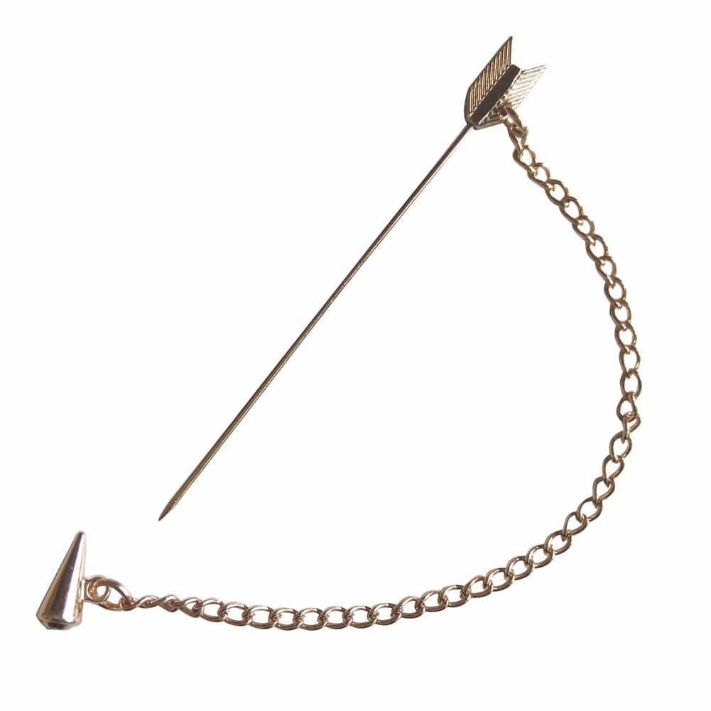 2Pc Men Unique Arrow Tuxedo Lapel Pin Brooch Boutonniere for Suits Vest Corsage-Gold Arrow