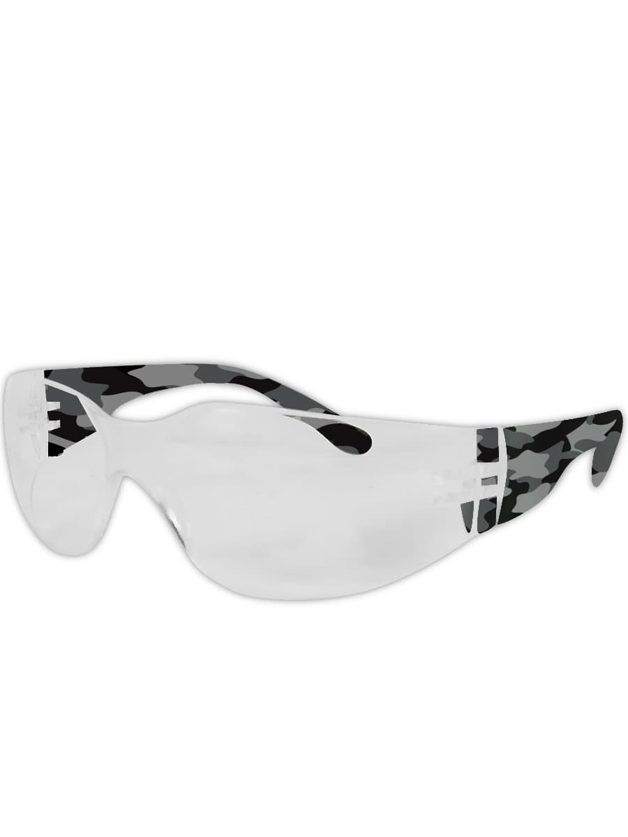 MAGID Y10 Gemstone Myst Colored Temple Protective Eyewear with High viz Black/Gray Camouflage with Clear Lens (One Pair)