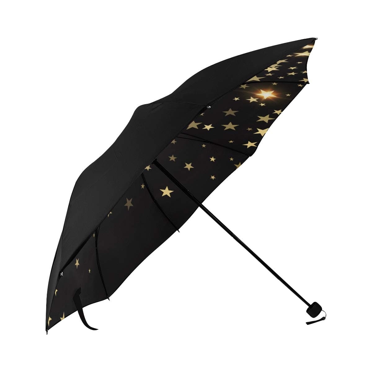 Little Venus Starry Sky Shiny Retro Noble Geometry Pentagram Compact Travel Umbrella Parasol Anti Uv Foldable Umbrellas(underside Printing) As Best Present For Women Uv Protection