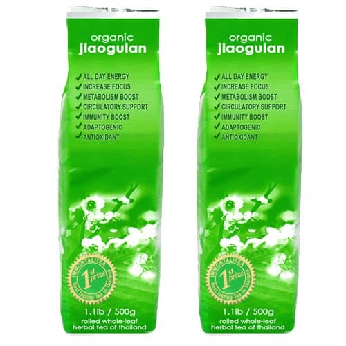 Jiaogulan Herbal Whole Leaf Tea | 1000g Equal 1000 8oz Cups | Award Winning Organic Gynostemma from Thailand since 2002 | Adaptogenic Stress Relief | All Day Energy without Caffeine | Aum Tea Company