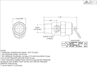 Brass, 1/4" NPT Soft Seat Safety Pressure Relief Valve, Made In The USA (35 PSI / 39 SCFM)