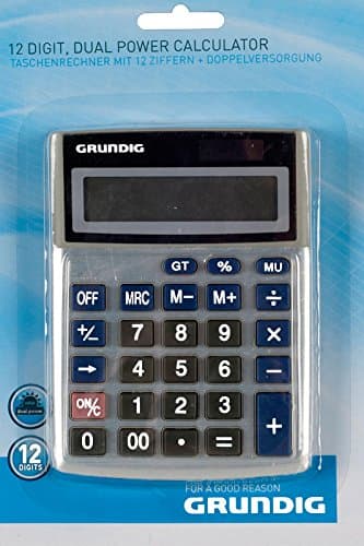 Grundig 46663 Professional / Desk Display Calculator, Battery, Solar Energy Driven, Tilted Display
