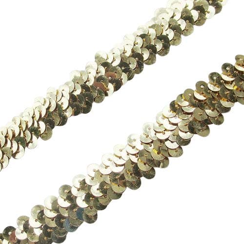 Chenkou Craft New 10Y Beautiful Sequin Elastic Stretch Ribbon Trim Sewing Trimming Gold J1690GOL