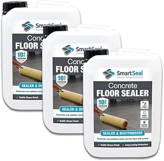 SmartSeal Concrete Floor Sealer - 3 x 5 Litres - Premium Exterior & Interior Concrete Sealer and Dustproofer with Satin Sheen Finish – Easy to Apply, Stain & Water Resistant Sealant