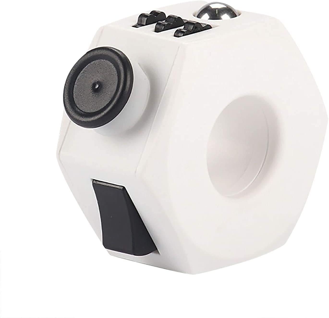 Cube Fidget Toy, Magic Ring with Click Ball, Decompression Ring Fidget Finger Toy, Stress Anxiety Relief Toy For Kids Adults, Fidget Ring Block Improves Focus, Gifts for ADD OCD ADHD Autism (black)