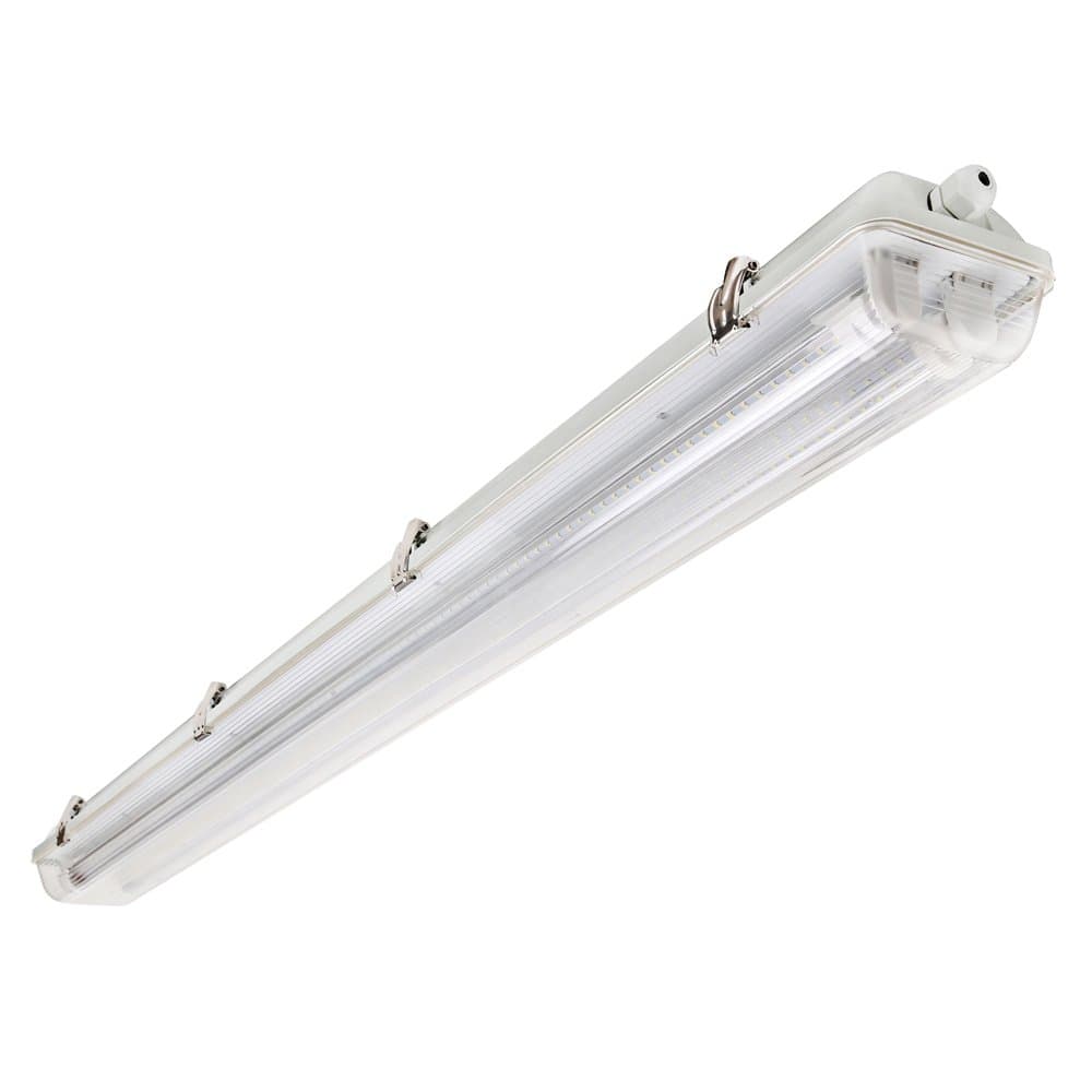 36W 4FT 120cm LED Twin Batten Tube Light Surface Mount or Hanging, IP65 Tri-proof Ceiling Fluorescent Light Fixture, 4000lm, Clear Cover, 6000K (Bright White), Indoor/Outdoor Ceiling Lights