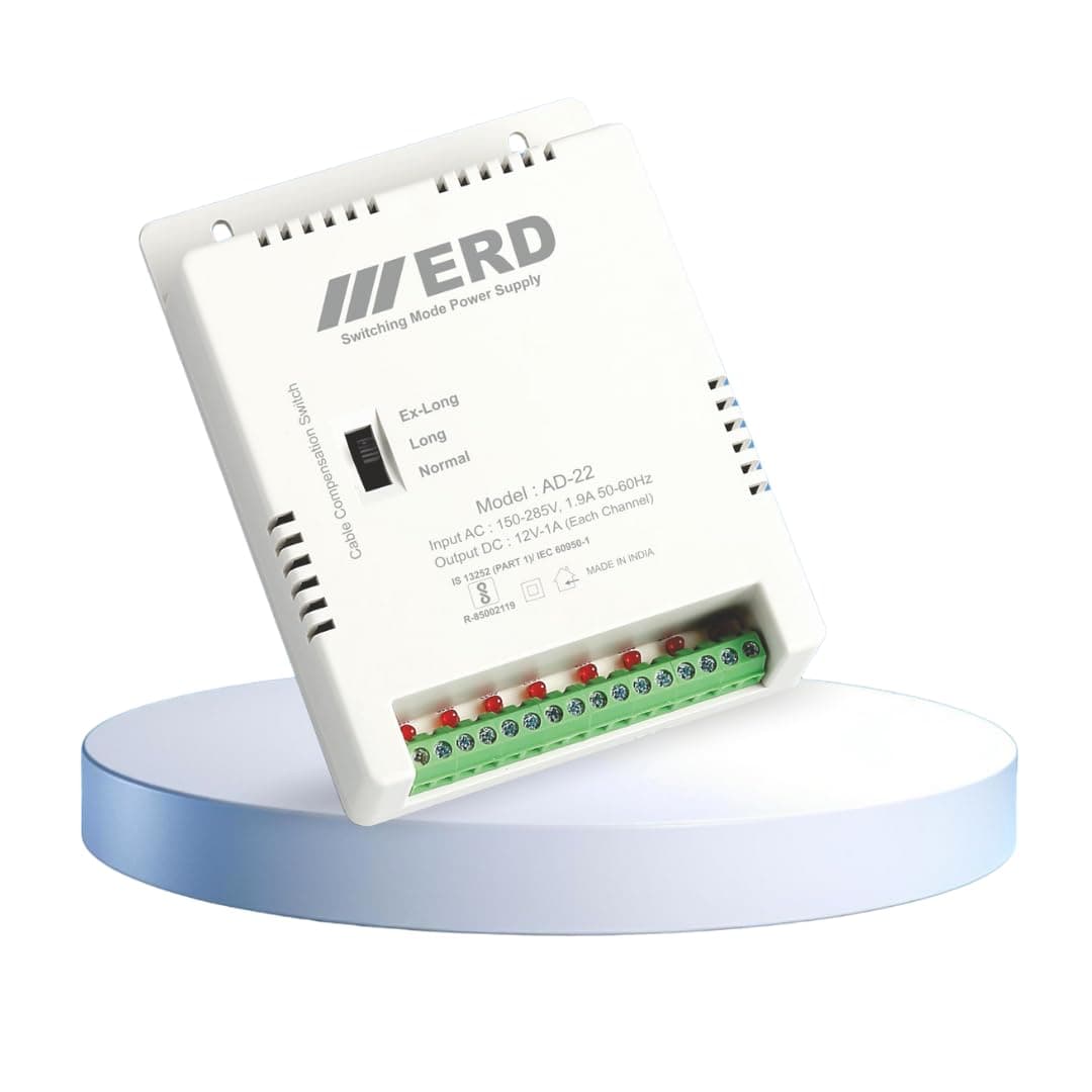 ERD AD22 CCTV Camera 8 Channel Power Supply SMPS Support All HD Cameras Worldwide Adaptor (Grey)