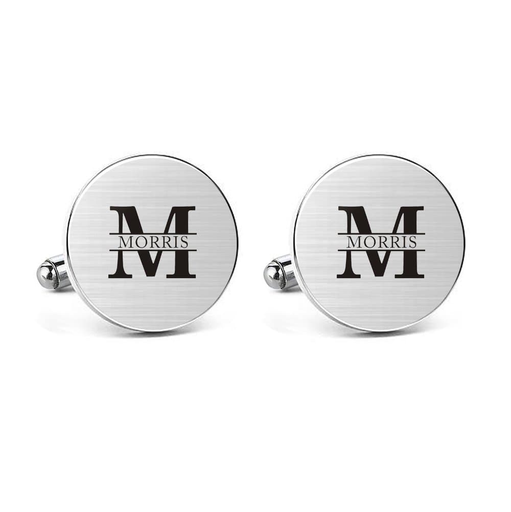 MUEEU Engraved Cufflinks Tie Clip Personalised Name Big Initials Handmade Groom Wedding Cuff Links