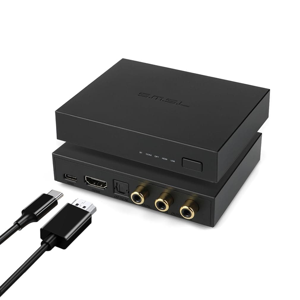 SMSL PS100 ES9023 HiFi Home Audio DAC, Multifunctional Mini DAC, USB/Optical/Coaxial/HDMI ARC/Bluetooth to RCA DAC, Support PS5, ESS DA Converter, Digital-Analog Converter for TV, PC, etc.