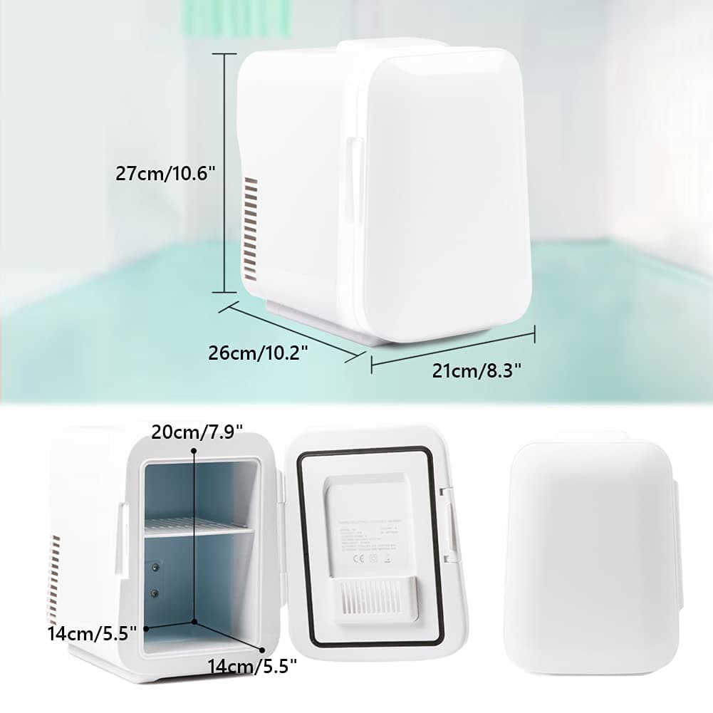 Mini Fridge 4L Skincare Fridge for Bedroom - Car Refrigerator with Upgraded Temperature Control Panel - AC/12V DC Thermoelectric Portable Cooler and Warmer for Skin Care