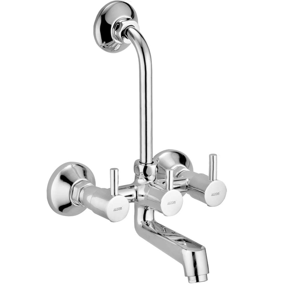ALTONGRC3780 Brass Wall Mixer With Provision For Over Head Shower and 190mm Long Bend Pipe (Chrome)