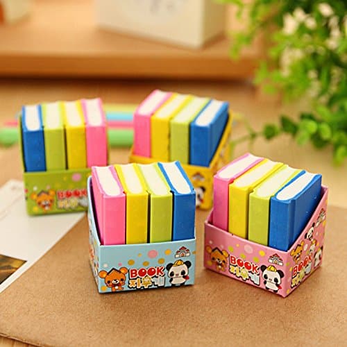 Book Shaped Fancy Erasers for Kids Return Gift School Stationary (3x4 =12 Eraser)