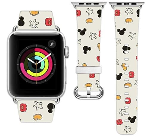 Printcase Apple Watch Band 38mm 42mm, Genuine Leather Replacement Wristband for iWatch Apple Watch Series 1/2/3 Vintage design