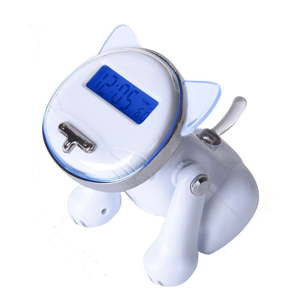 Led Talking Digital Alarm Clock Time Temperature Display 5 Funny Loud Rings,Blue Light & Snooze Function AAA for Adults/Kids/Heavy Sleepers Home & Office White