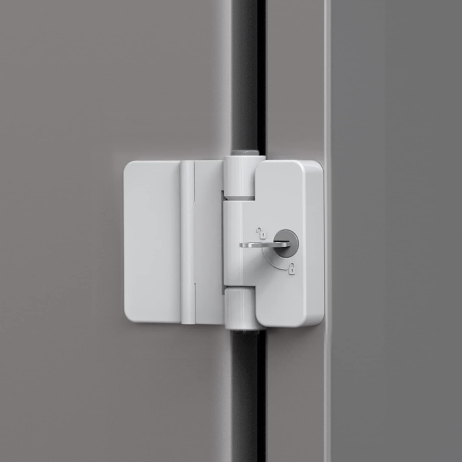 Refrigerator Door Lock Double Button Adhesive Refrigerator Lock with Key File Drawer Lock Child Proof Freezer Door Lock Baby Safety Cabinet Lock for Kids 1 Pack