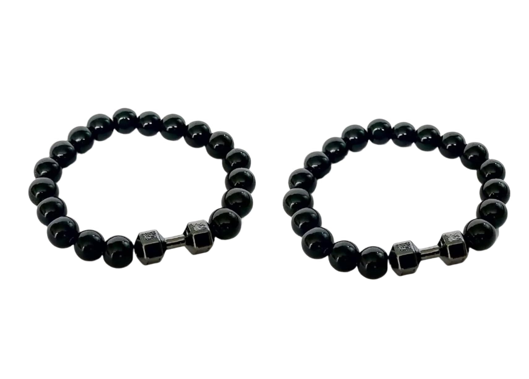 StreetsoulPlated Wornout Pack 2 Dumbbell Bead Bracelet Stylish Leather Wrist Band For Men.