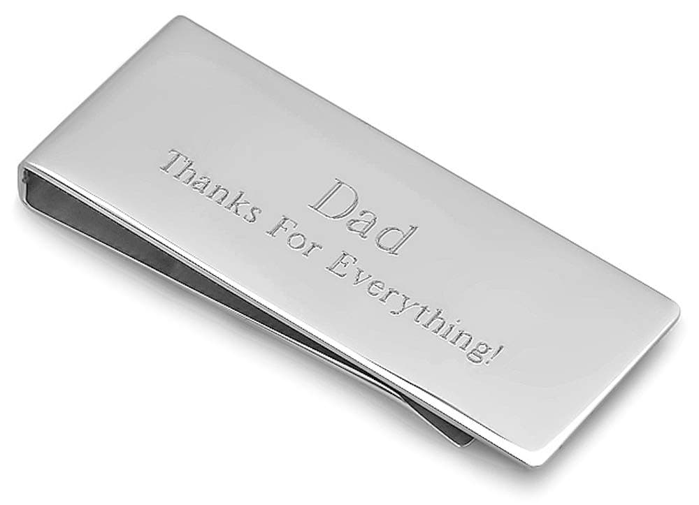 | Polished Silver French Fold Money Clip with Custom Engraving