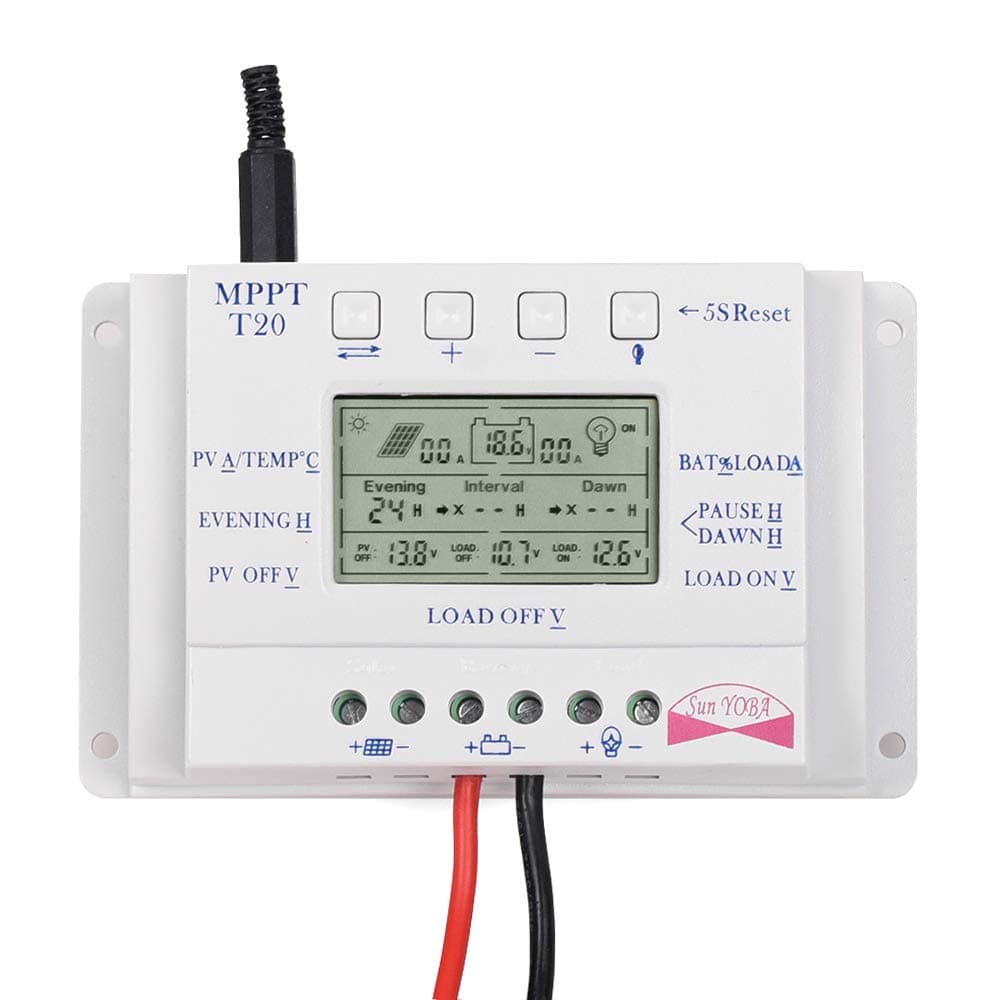 20A Solar Charge Controller 20Amp 12V/24V PWM Solar Panel Regulator Charge Controller with LCD Display (20A 12V/24V)