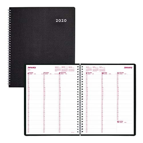 Brownline DuraFlex 2020 Weekly Appointment Book, Poly Cover, Twin-Wire, Black, 11 x 8.5 Inches (CB950V.BLK-20)
