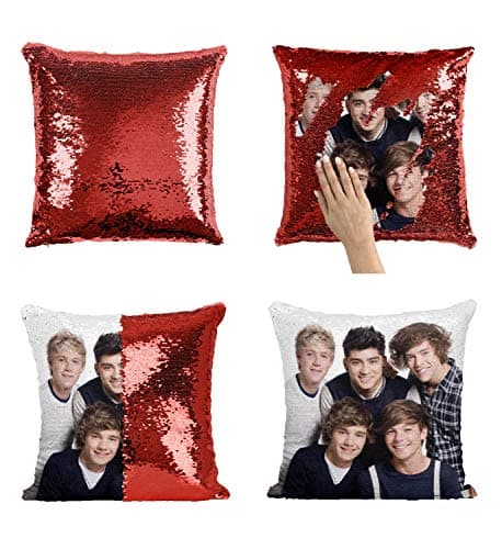 Direction Group Members One OD1 Sequins 16x16 Pillow Cover with 18x18 inch Insert Girly Stuff Boys Xmas Present (Cover + Insert)
