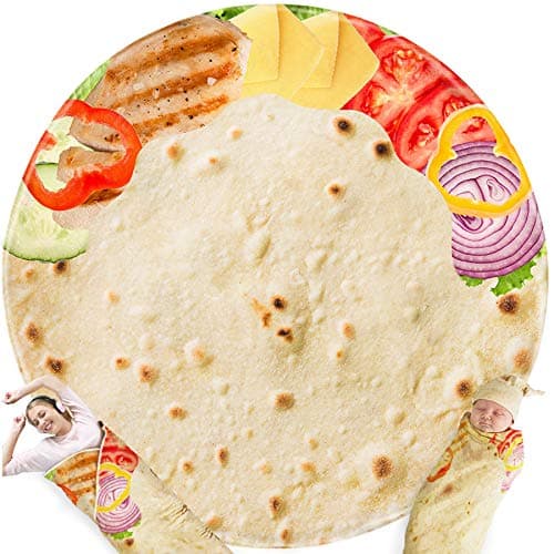 Bonsai Tree Burrito Blanket Adult, Round Soft Lightweight 3D Tortilla Blanket for Men Kids, Giant Funny Novelty Flannel Fleece Taco Food Wrap Throw Blanket for Home Bed Couch Travel, 60”