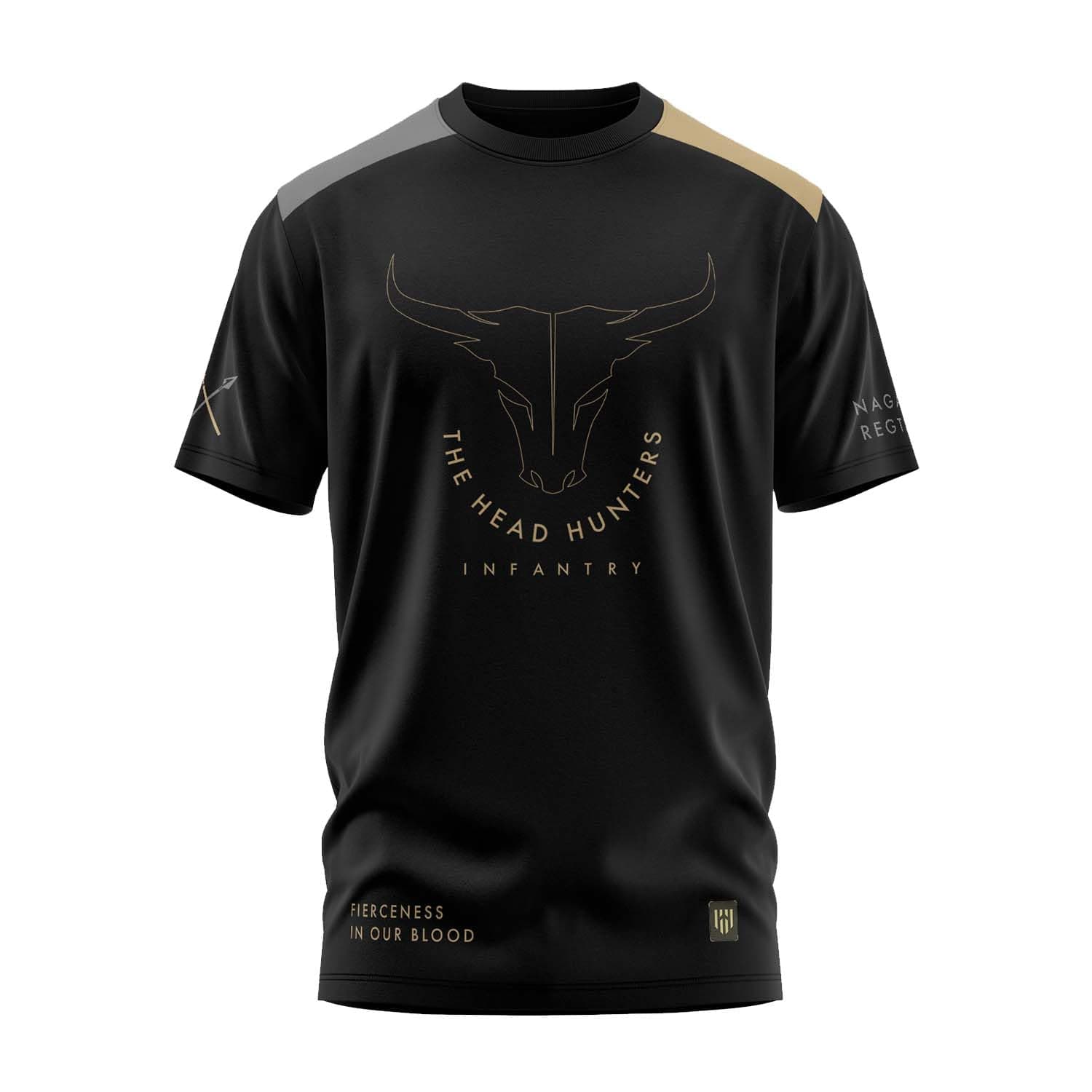 Aero Armour The Head Hunters-NAGA REGT Printed Unisex Cotton T-Shirt, One Shoulder Neck Tshirt
