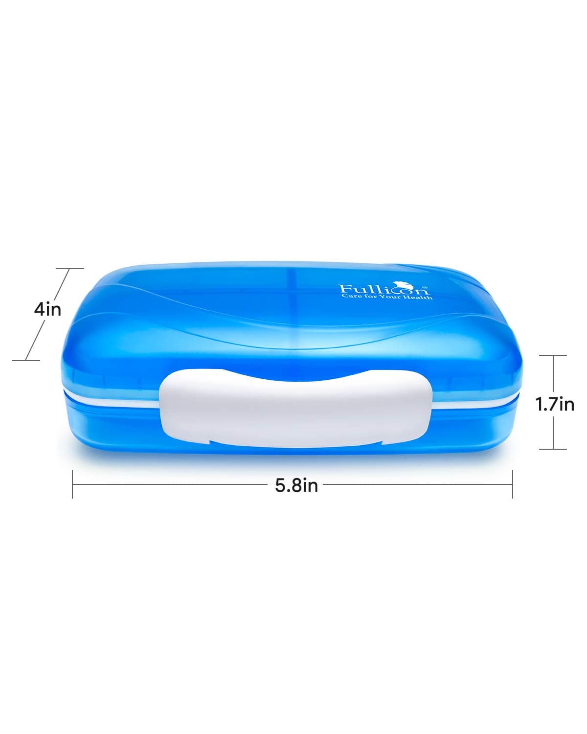 Travel Pill Organizer Large Portable Medication Organizer, Fullicon Oversize 8 Compartment Pill Box, Vitamin Travel Case Pill Holder - Airtight & Moistureproof (Blue)