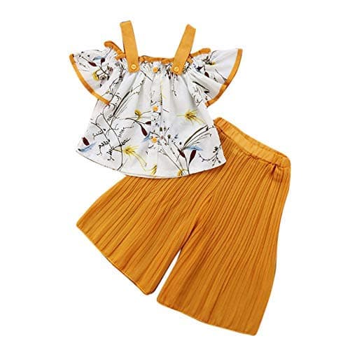 Hopscotch Girl's Polyester Printed All-Over Print Top And Pant Set