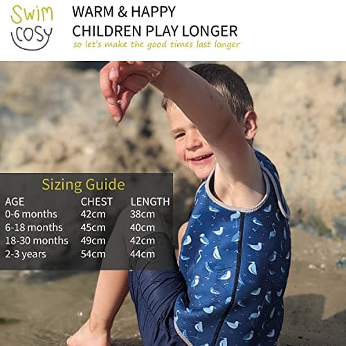 Swim Cosy Baby/Toddler Wetsuit Vest with UPF50 - Neoprene Wrap around design for Boys/Girls 0-3 years - Unicorns, Dinosaurs, Ducks