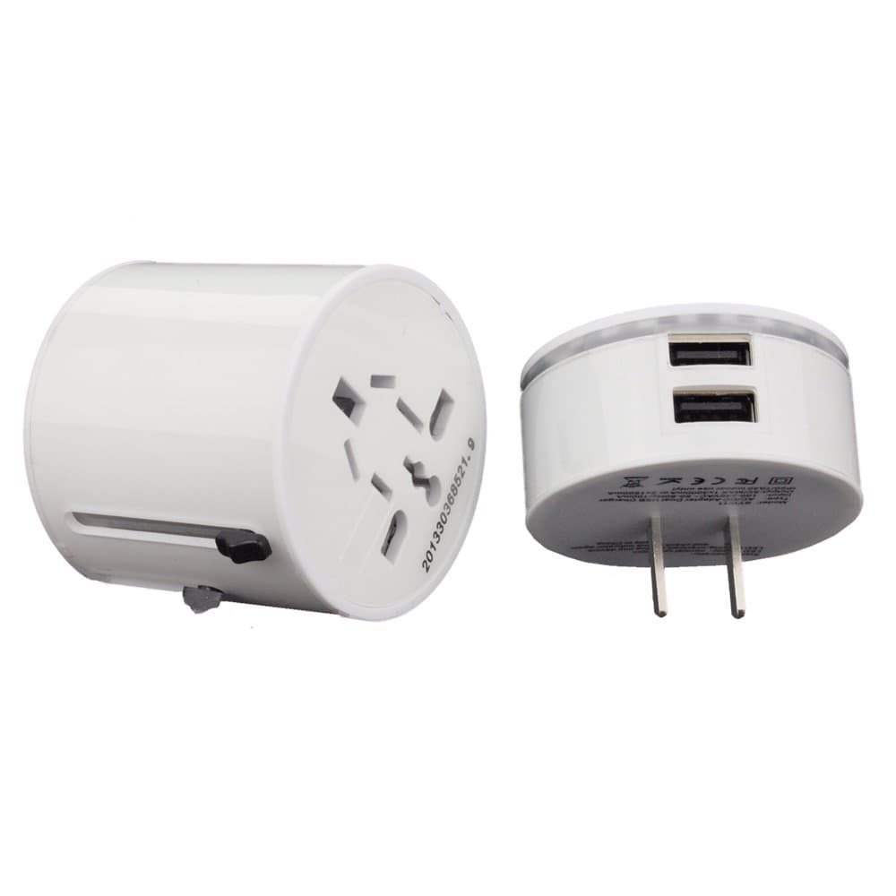 Compact Universal All-in-One International Double USB Travel Power Adapter Plug. UK: Ireland Jordan Kuwait Lebanon Malaysia